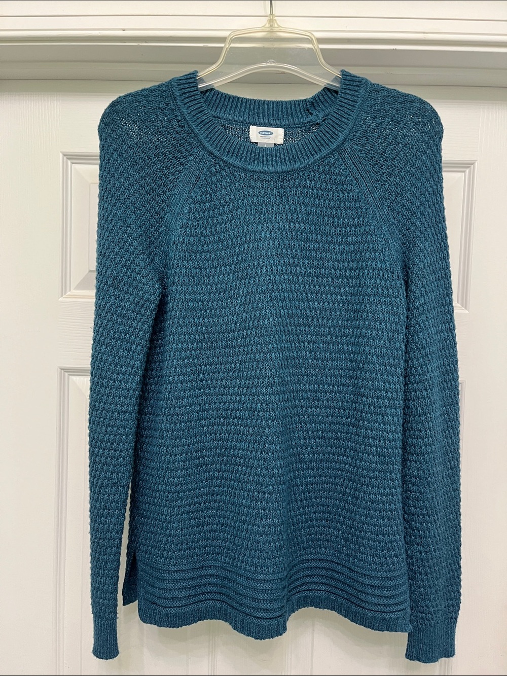 Textured Waffle Pattern Knit Crewneck Sweater by Old Navy